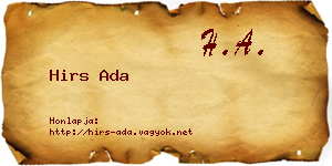 Hirs Ada névjegykártya